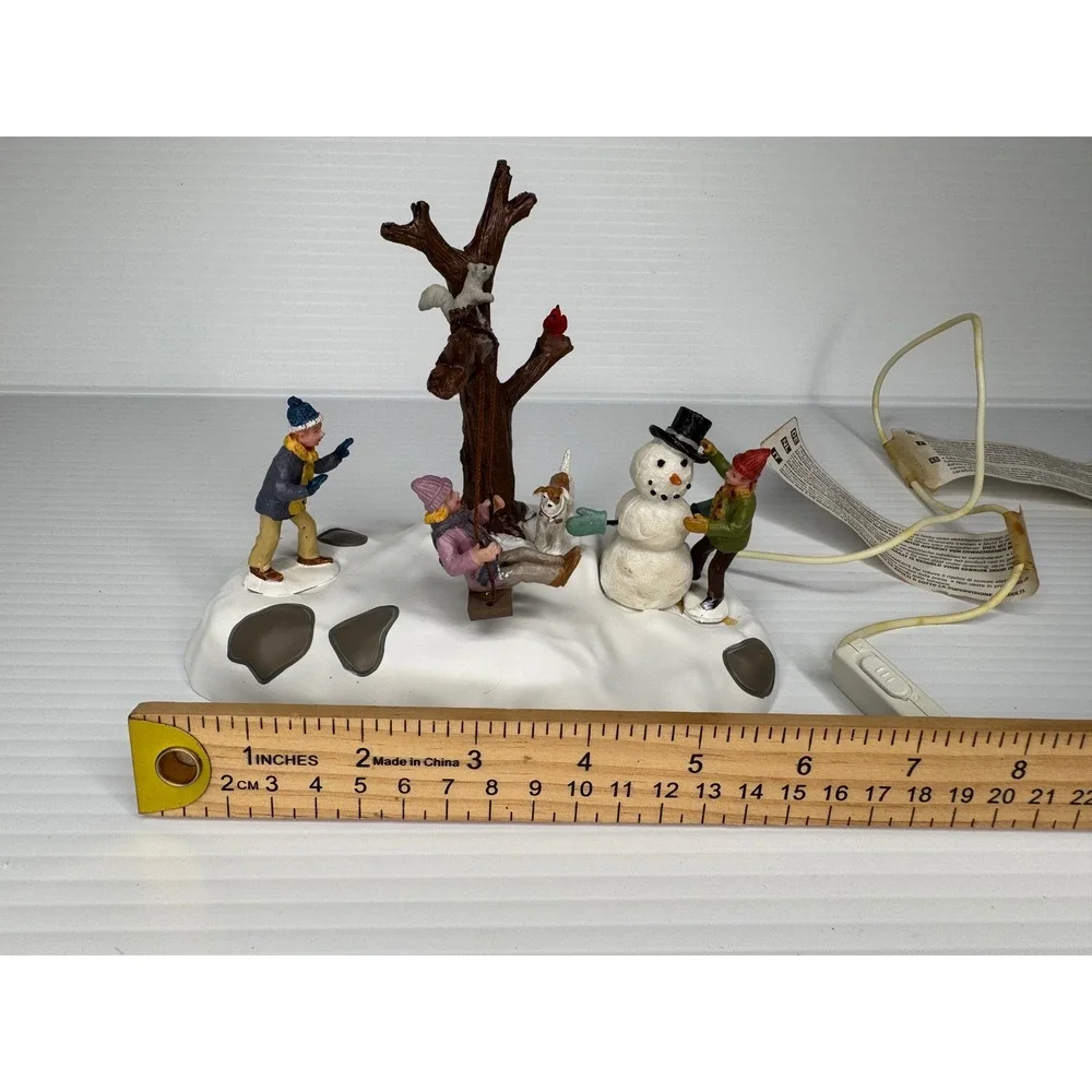 Lemax Tire Swing Twirl 84354 Animated Christmas Village Tabletop Snowman Dog